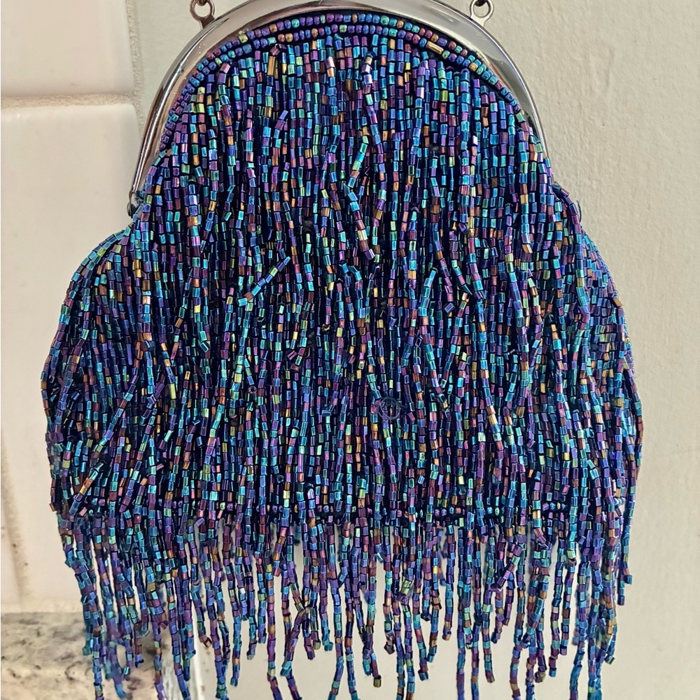 Beaded Blue Clutch